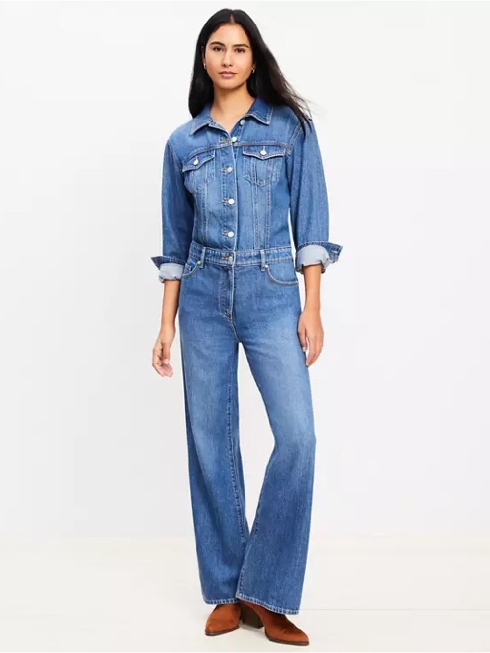Loft Denim Jumpsuit in Authentic Vintage Mid Wash